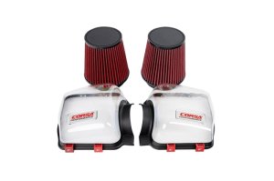 Ford Mustang GT Performance Air Intake - CORSA Performance - Carbon Fiber Closed Box + Dual Carbon Fiber Ducts + DryTech Air Filters - Glossy - `24-`25